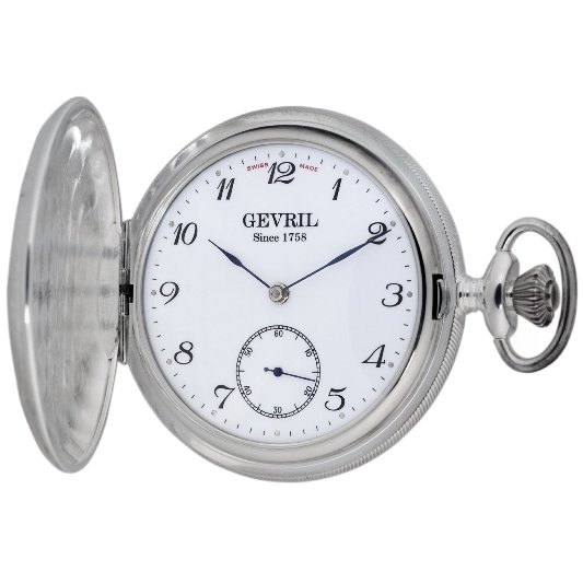 Gevril Mens G680.021.25 1758 Collection Mechanical Hand Wind White Dial Swiss Pocket Watch